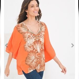 Chico's Paradise Lily Embellished Poncho